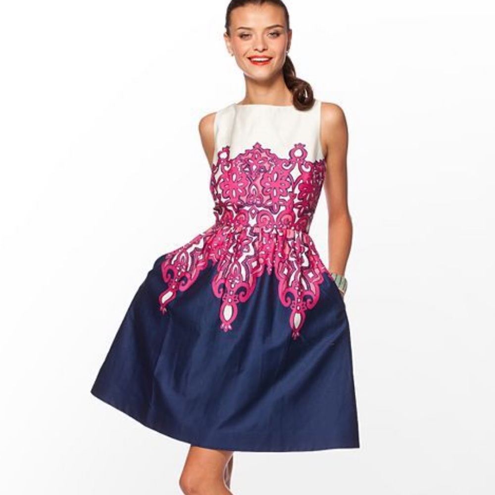 Lilly Pulitzer Sleeveless Pink Navy Cream Dress